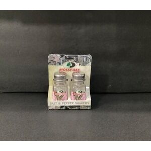 Mossy Oak Salt And  Pepper Shaker Set Camouflage Theme Glass Stainless Top New